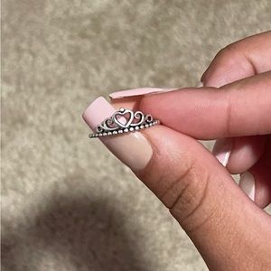 925 sterling silver heart crown ring